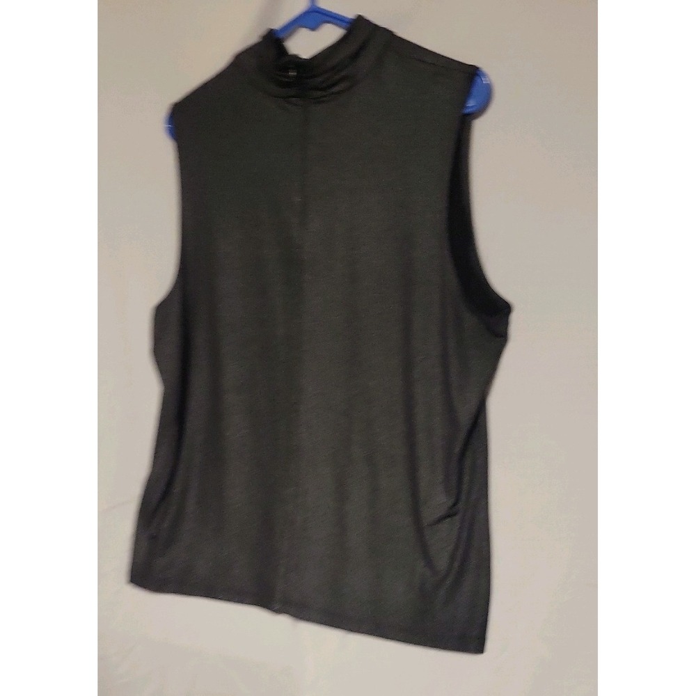 Laura Ashley Woman 1X lime black zip neck stretch knit tank top‎ shell shirt xl